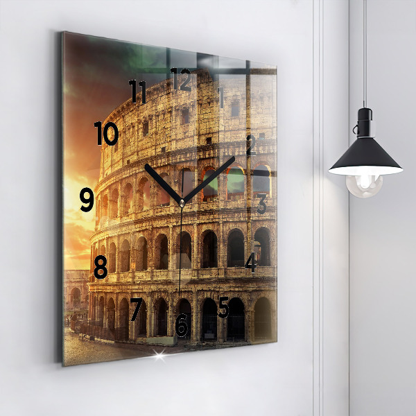 Square glass wall clock Roman Colosseum