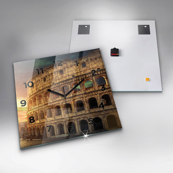 Square glass wall clock Roman Colosseum