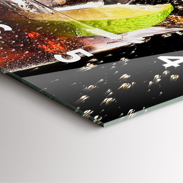 Square glass wall clock Drink with ice