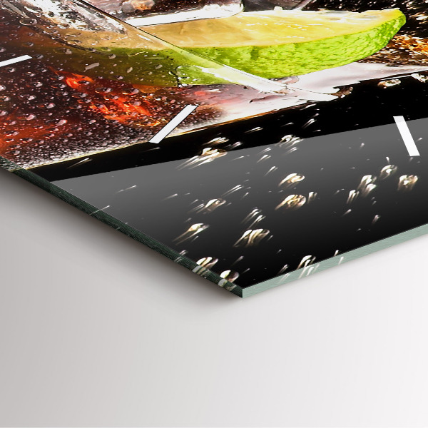 Square glass wall clock Drink with ice