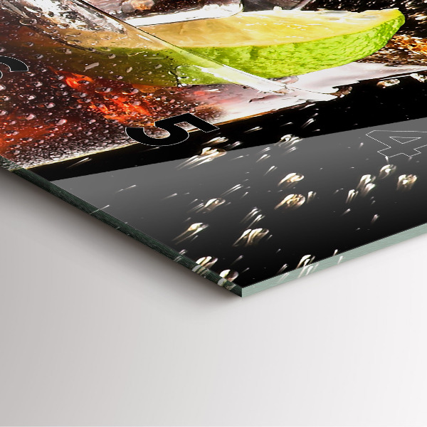 Square glass wall clock Drink with ice