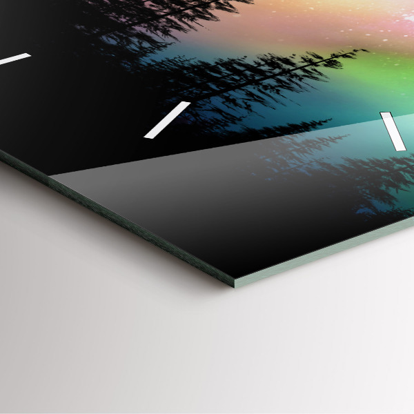 Square glass wall clock Northern lights