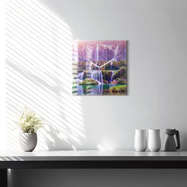 Square glass wall clock Jiulong Waterfall China