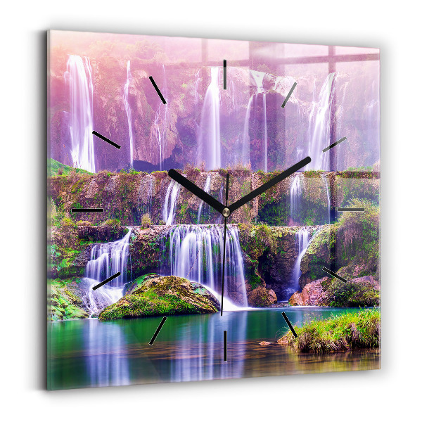 Square glass wall clock Jiulong Waterfall China