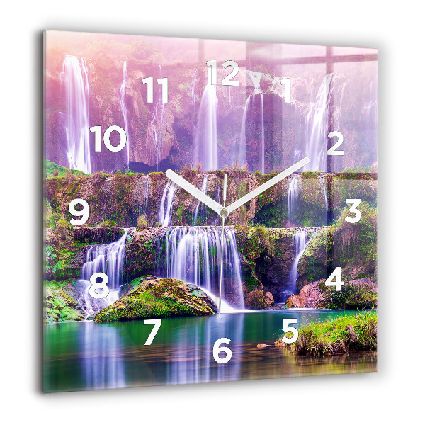 Square glass wall clock Jiulong Waterfall China