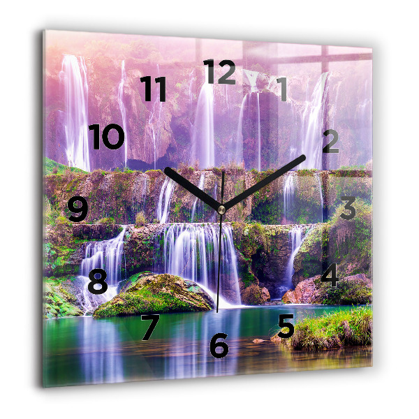 Square glass wall clock Jiulong Waterfall China