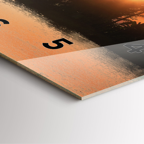 Square glass wall clock Sunset and palm trees