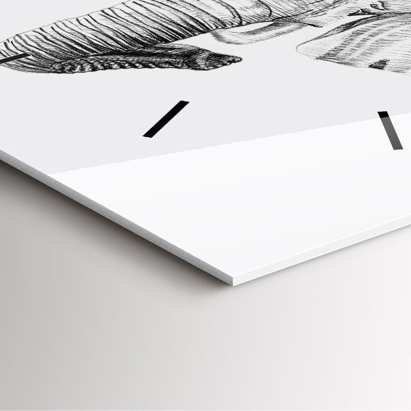 Square glass wall clock Graphic elephant head