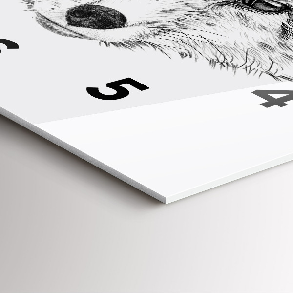 Square glass wall clock Graphic fox head