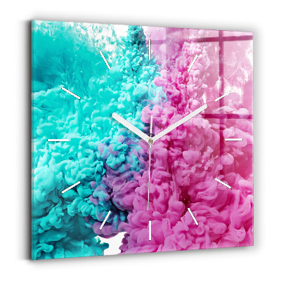 Square glass wall clock Modern art - spots