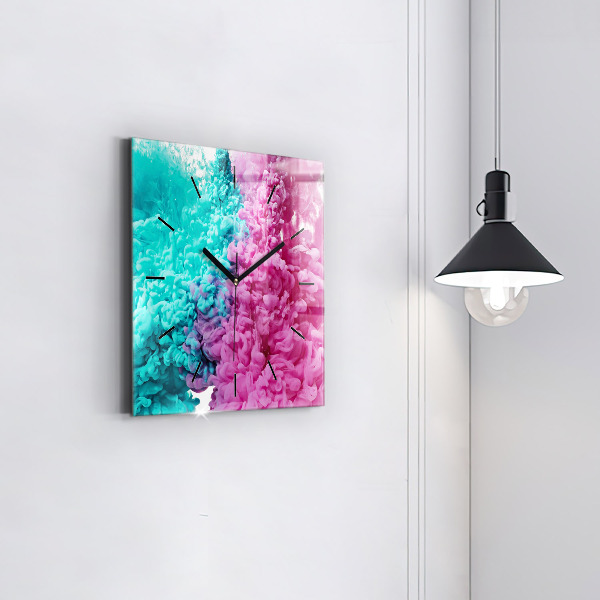 Square glass wall clock Modern art - spots