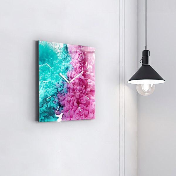 Square glass wall clock Modern art - spots