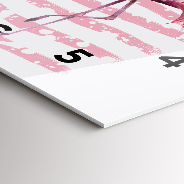 Square glass wall clock Flamingo Graphic