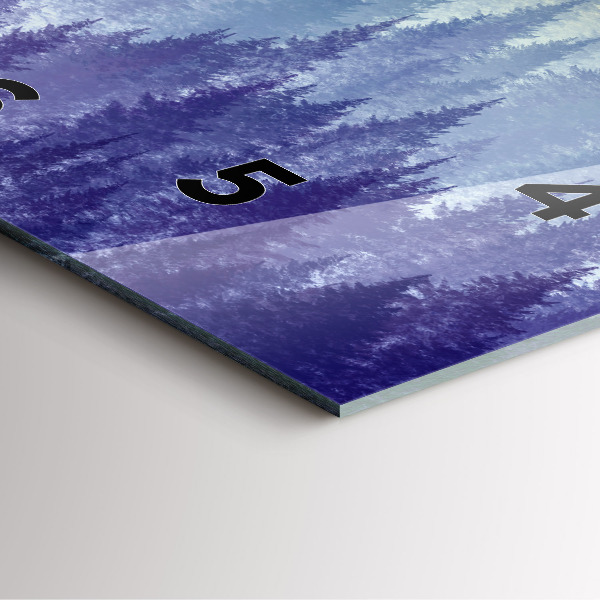 Square glass wall clock Forest in the fog