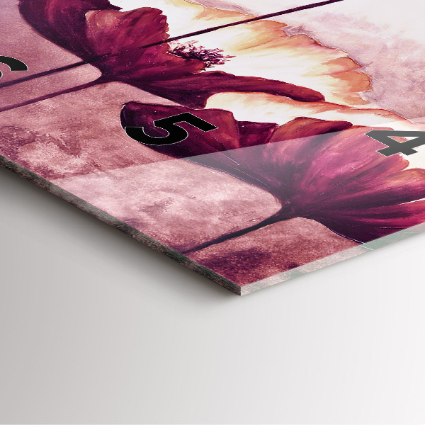 Square glass wall clock Blooming poppies