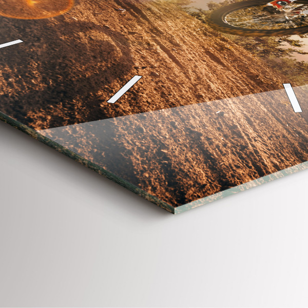 Square glass wall clock Man on a motorcycle