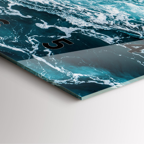 Square glass wall clock Swirling foamy waves