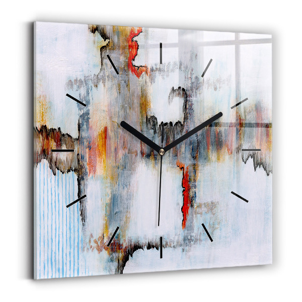 Square glass wall clock Abstraction