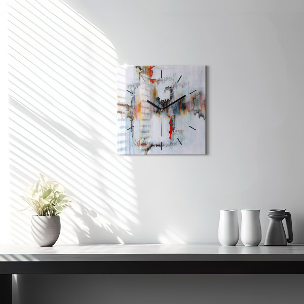 Square glass wall clock Abstraction