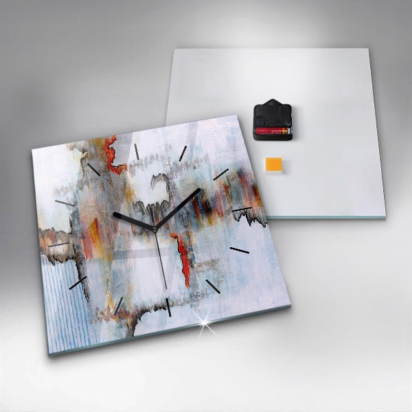 Square glass wall clock Abstraction