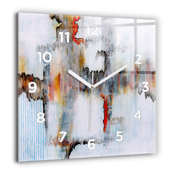 Square glass wall clock Abstraction