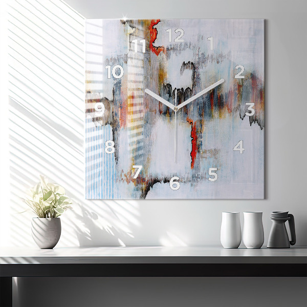 Square glass wall clock Abstraction
