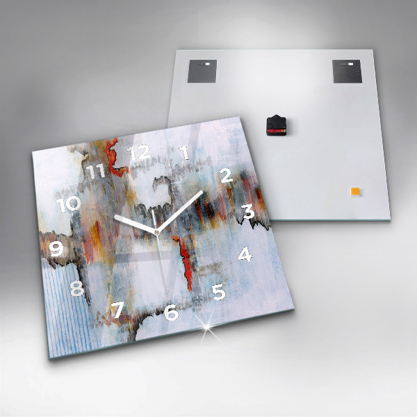 Square glass wall clock Abstraction
