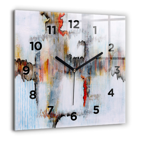 Square glass wall clock Abstraction