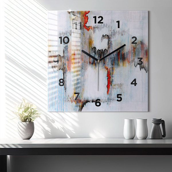 Square glass wall clock Abstraction