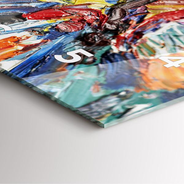 Square glass wall clock Fragment of oil art