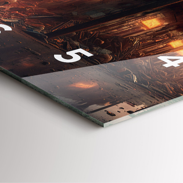 Square glass wall clock Apocalyptic building