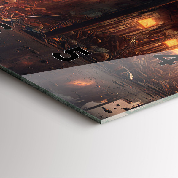 Square glass wall clock Apocalyptic building