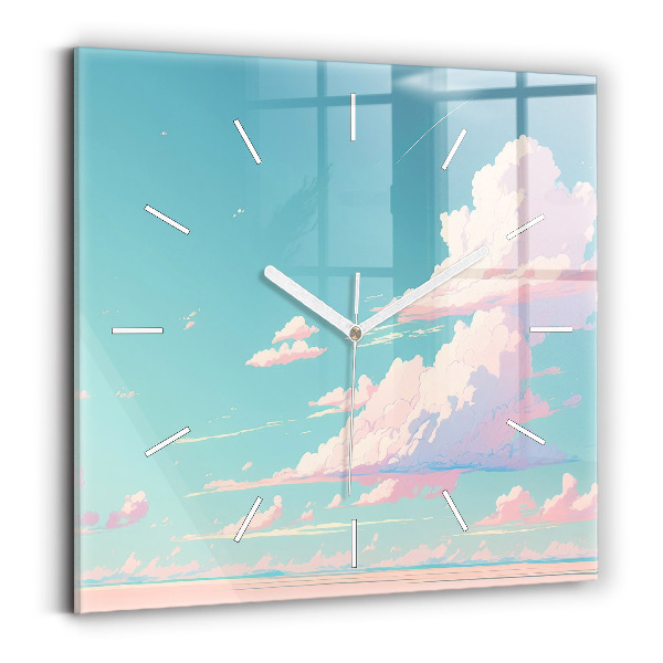 Square glass wall clock Pastel color of the sky