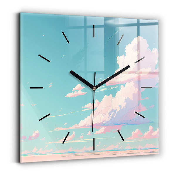 Square glass wall clock Pastel color of the sky