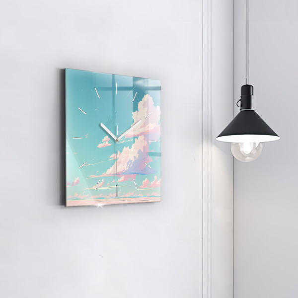 Square glass wall clock Pastel color of the sky