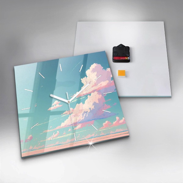 Square glass wall clock Pastel color of the sky