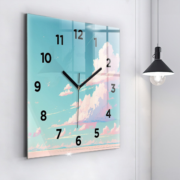 Square glass wall clock Pastel color of the sky