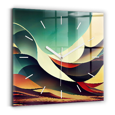 Square glass wall clock Abstract lines background