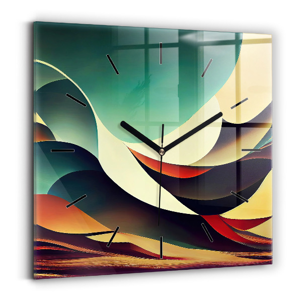 Square glass wall clock Abstract lines background