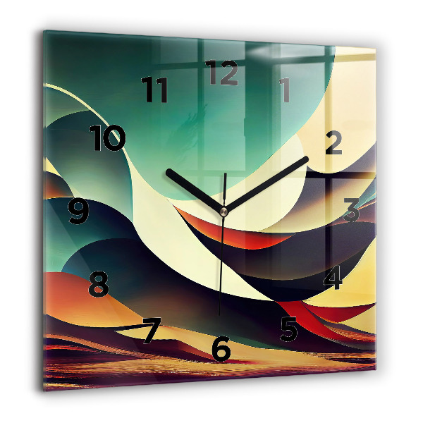 Square glass wall clock Abstract lines background