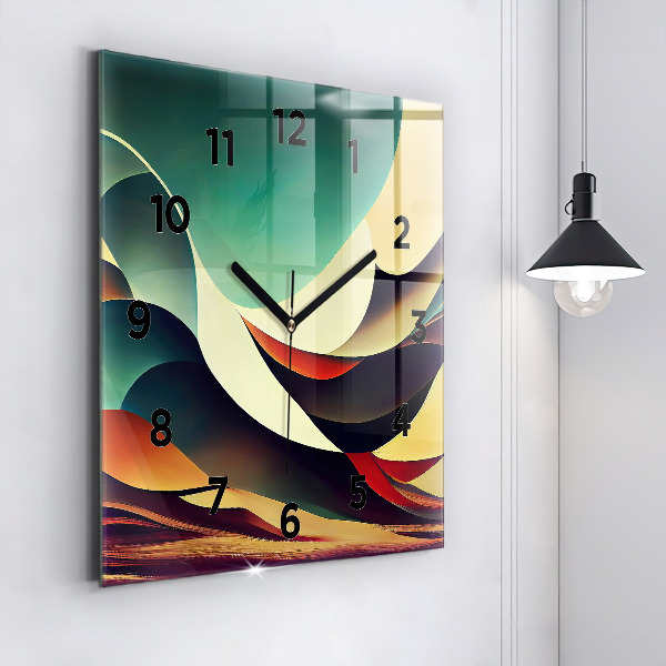Square glass wall clock Abstract lines background