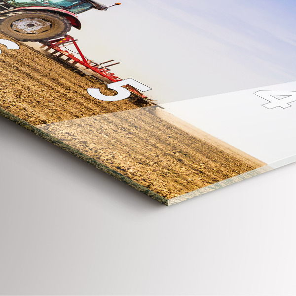 Square glass wall clock Farmer on a tractor