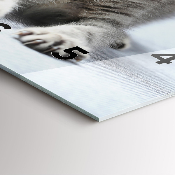 Square glass wall clock Cat on the couch