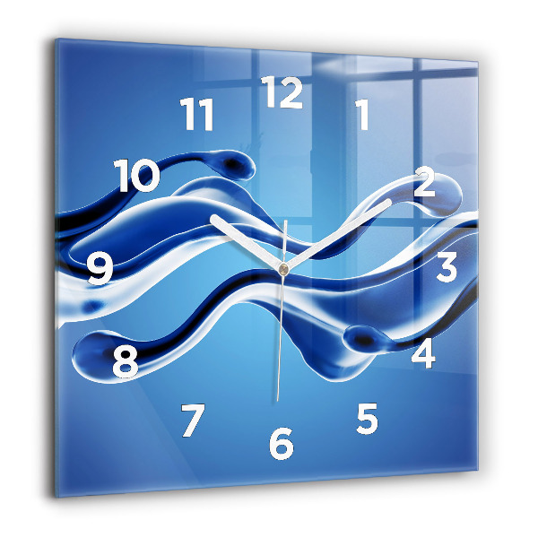 Square glass wall clock Liquid abstraction