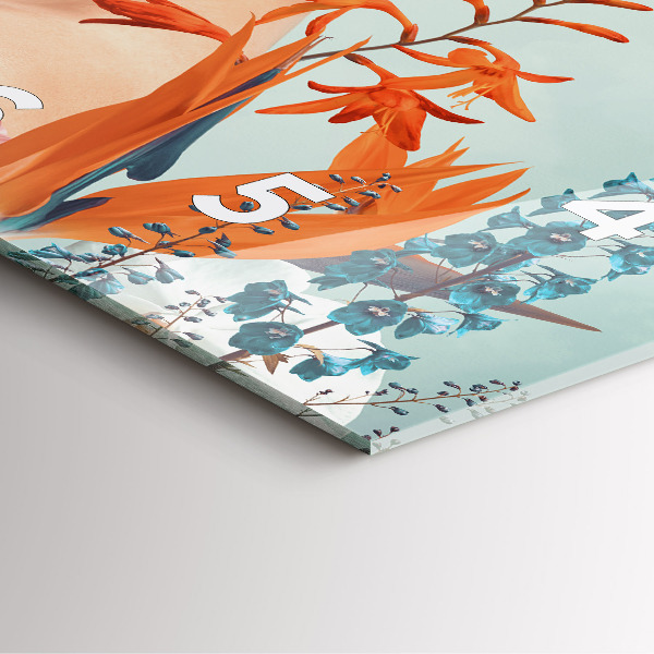 Square glass wall clock Woman with flowers