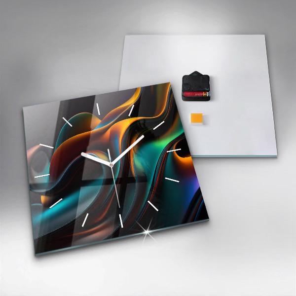 Square glass wall clock Futuristic wave