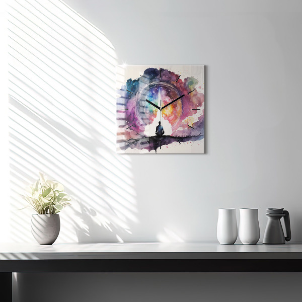 Square glass wall clock Meditation lifestyle