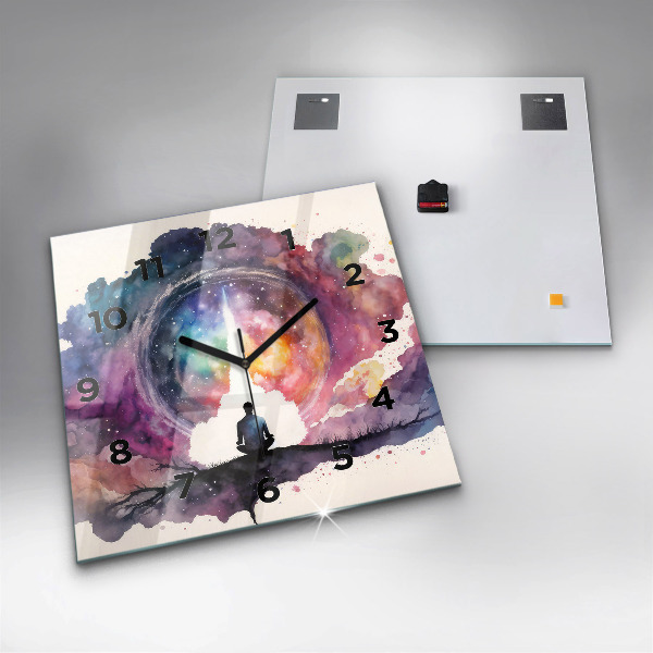 Square glass wall clock Meditation lifestyle
