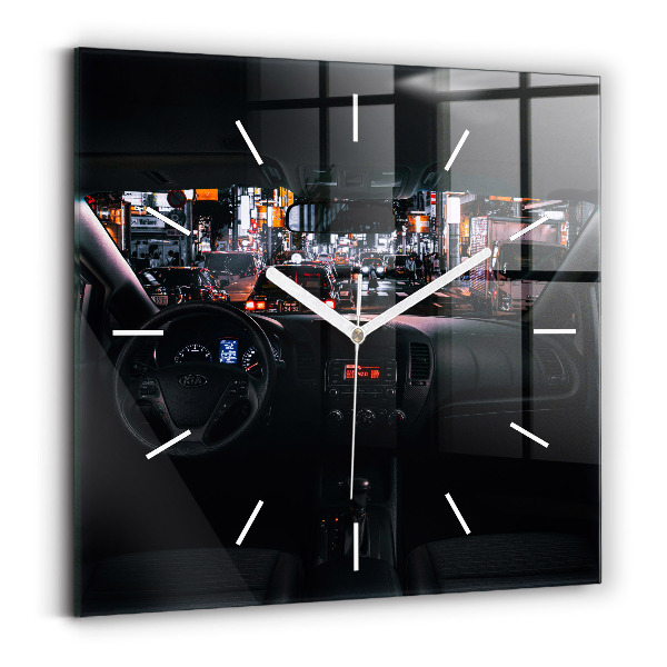 Square glass wall clock Car in Tokyo