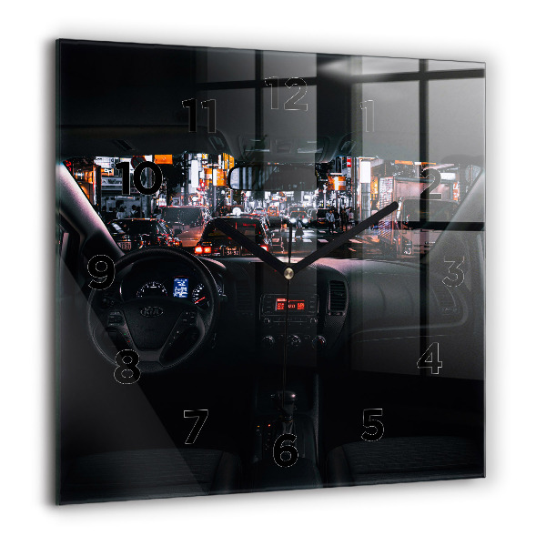 Square glass wall clock Car in Tokyo